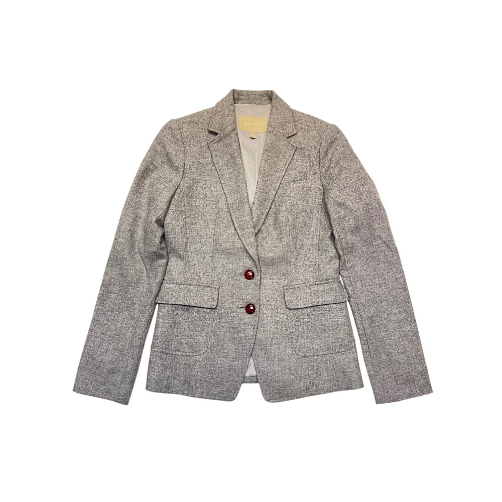 Banana Republic Gray Wool Blend Tweed Elbow Patch Preppy Academia Blazer Size 2
